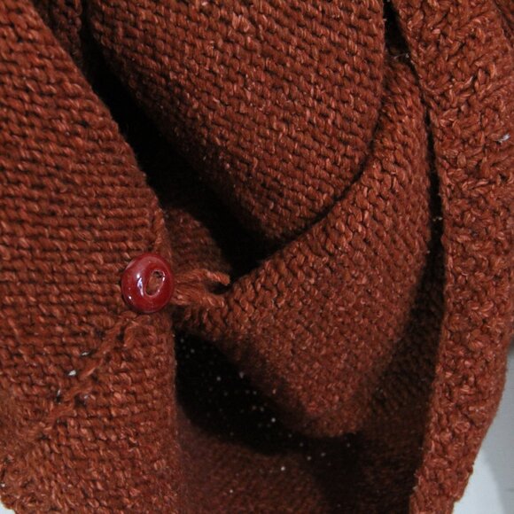 Women Chunky Knit Cardigan Sweater Hand knit Large XL Del Mundo Vintage Heavy - Picture 10 of 11